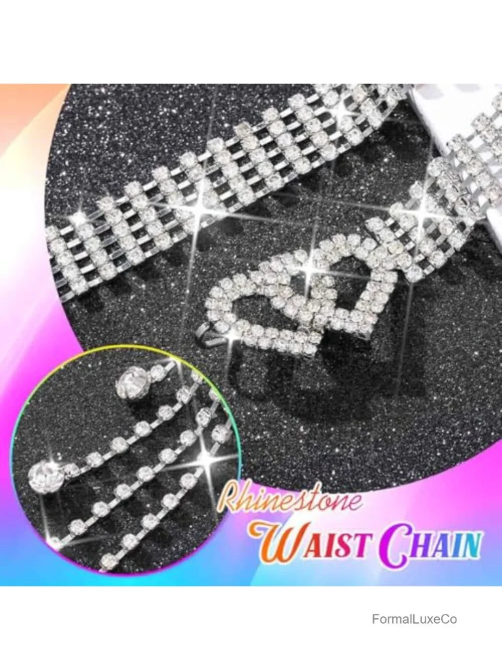 Sparkly Rhinestone Chain Belt Wedding Party Crystal Waist Accessory